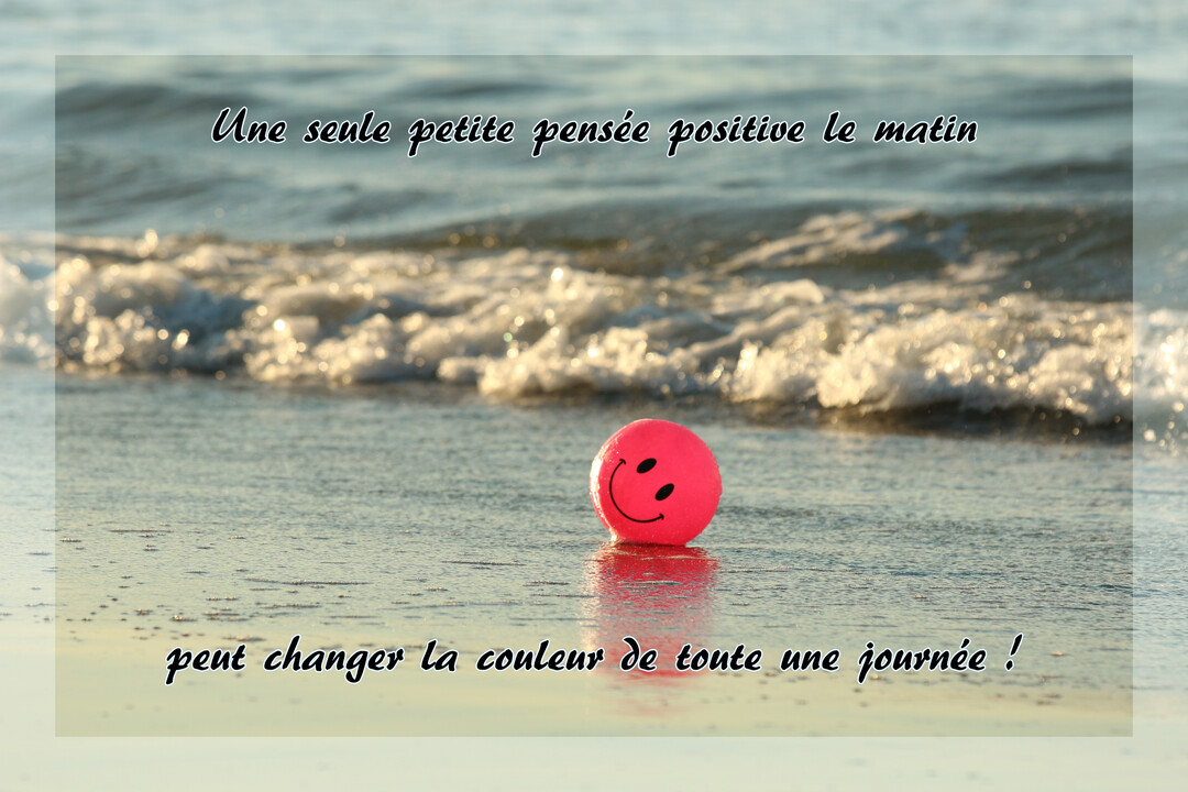 Une balle rose avec un visage souriant repose sur le sable mouillé d'une plage, au bord de l'eau scintillante sous le soleil.