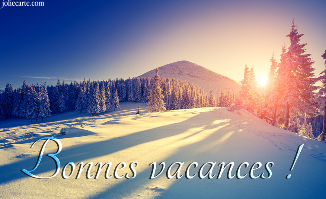 Une vaste étendue de neige immaculée reflète la lumière dorée du soleil se levant derrière une montagne, entourée d'une forêt de sapins.